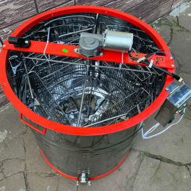 Медогонка 4х рамкова нержавіюча AISI 304 РКС, (касета та ротор зварні Нж.) з ел. приводом 12в, кран нж